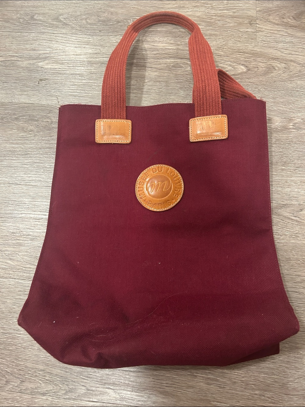 Longchamp Burgundy Tote with Tan Leather Trim